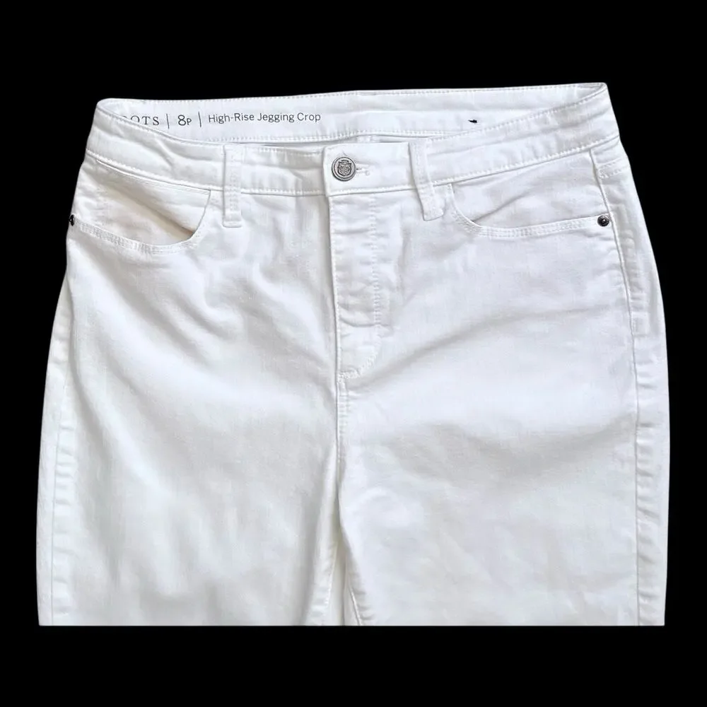 Talbots High Rise Jegging Crop Womens Petite Size 8P White Stretch Skinny Jeans